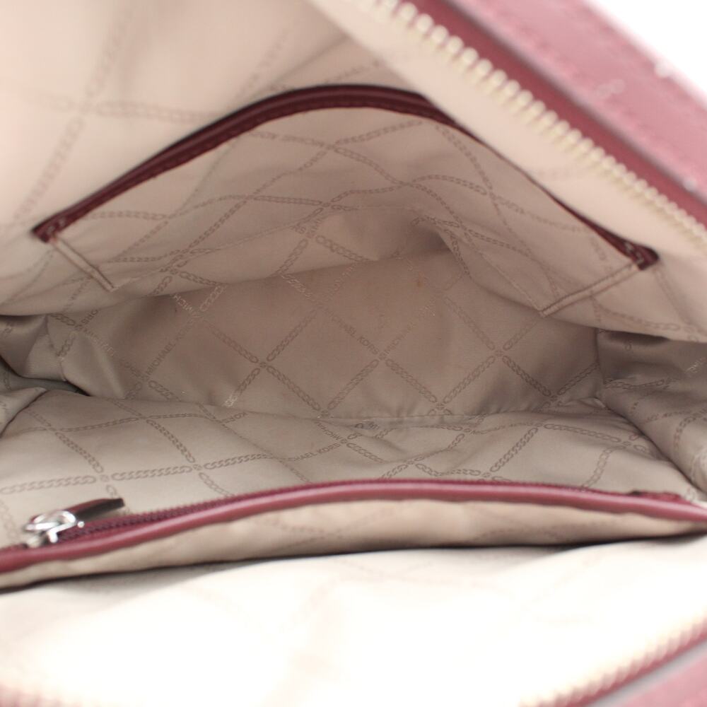 Michael Kors Leather Backpack Purse Womens Red Pebbled Zips Travel Bag Valerie - Picture 8 of 11
